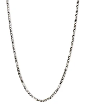 14k White Gold Necklace, 20" Diamond Cut Wheat Chain (9/10mm)