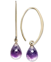 Citrine Long Hoop Earrings (6-1/2 ct. t.w.) 14k Gold (Also Available Amethyst, Blue Topaz, & Peridot)