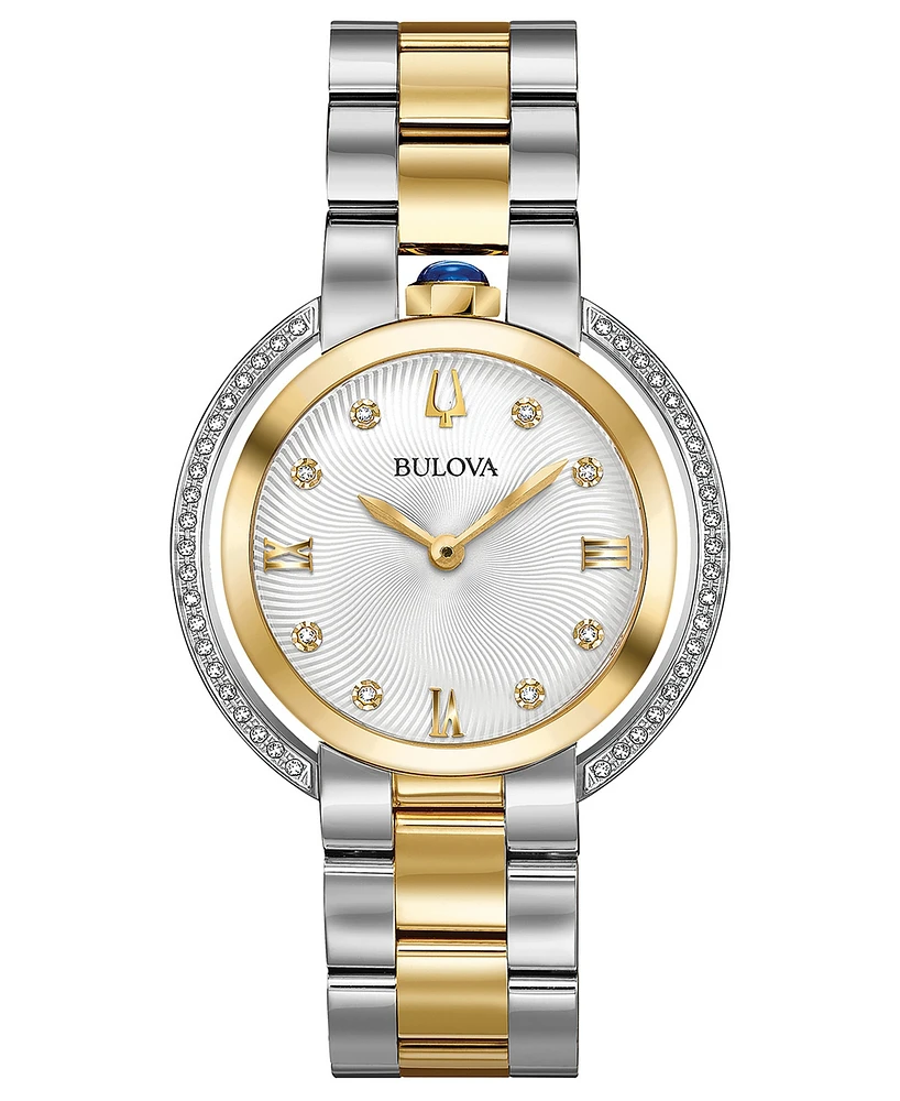 Bulova Women's Rubaiyat Diamond (1/4 ct. t.w.) Two-Tone Stainless Steel Bracelet Watch 35mm