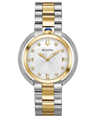 Bulova Women's Rubaiyat Diamond (1/4 ct. t.w.) Two-Tone Stainless Steel Bracelet Watch 35mm