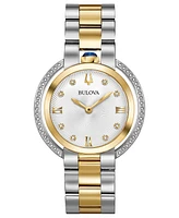Bulova Women's Rubaiyat Diamond (1/4 ct. t.w.) Two-Tone Stainless Steel Bracelet Watch 35mm