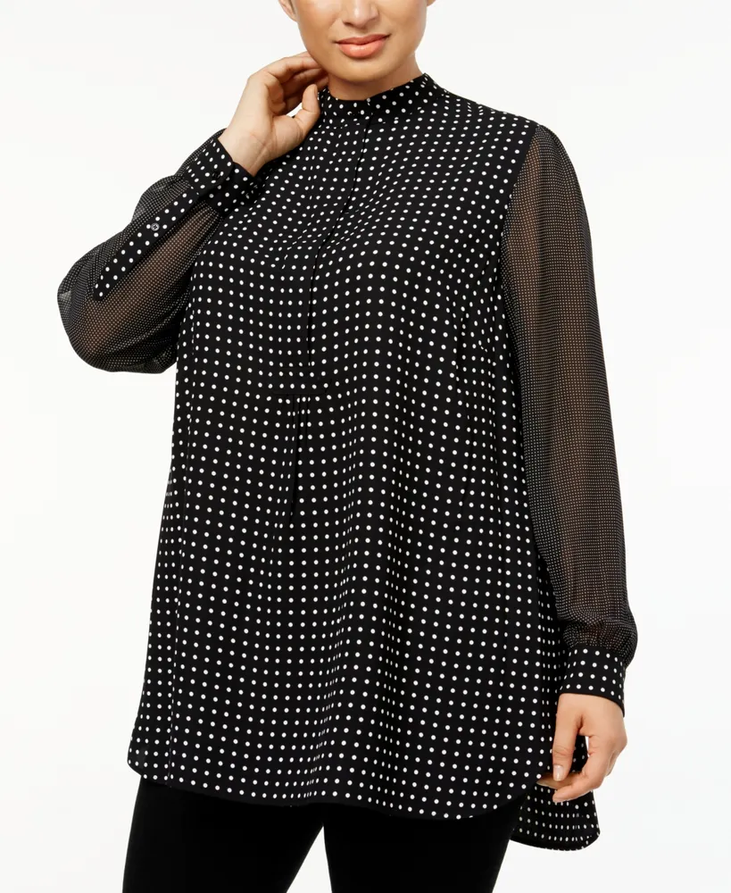 Anne Klein Plus Mixed-Dot Tunic