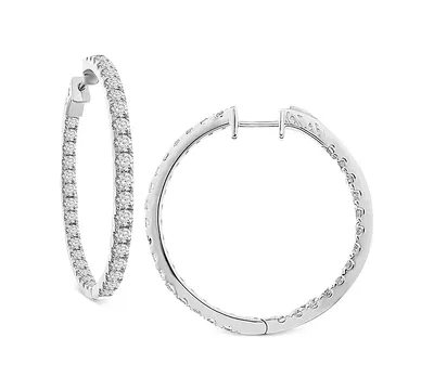 Diamond In and Out Hoop Earrings (7 ct. t.w.) in 14k White Gold