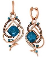 Le Vian Crazy Collection Deep Sea Blue Topaz (7-1/2 ct. t.w.) & Diamond (1 ct. t.w.) Drop Earrings in 14k Rose Gold