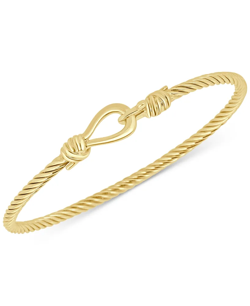 Italian Gold Torchon Knot Bangle Bracelet in 14k Gold-Plated Sterling Silver