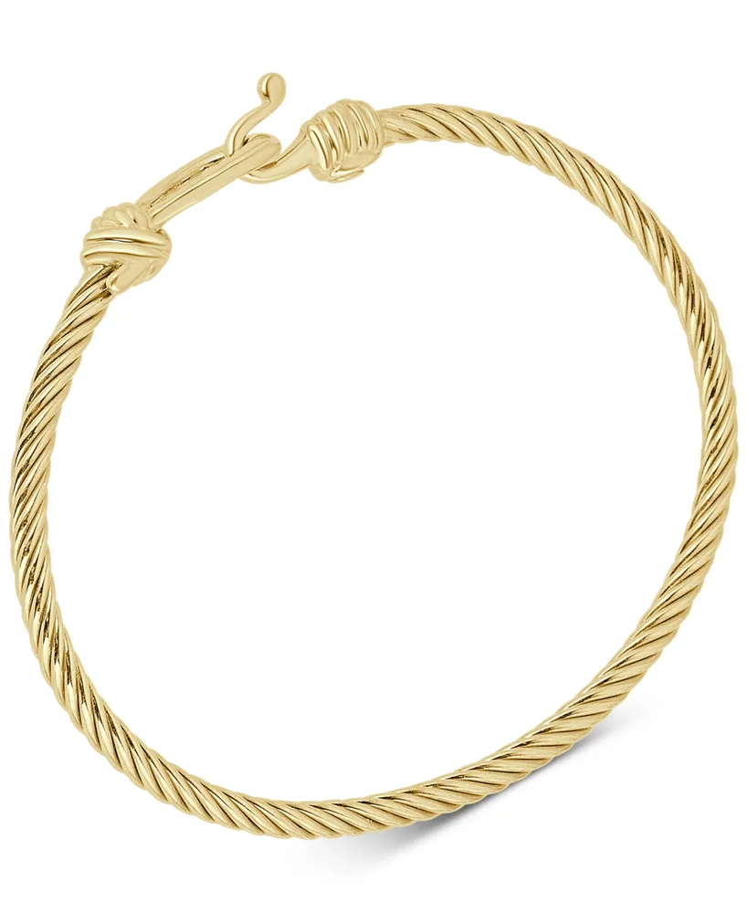 Italian Gold Torchon Knot Bangle Bracelet in 14k Gold-Plated Sterling Silver