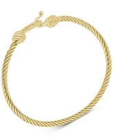 Italian Gold Torchon Knot Bangle Bracelet in 14k Gold-Plated Sterling Silver