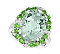 Multi-Gemstone (9 ct. t.w.) & Diamond Accent Statement Ring in Sterling Silver