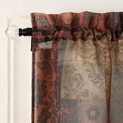 Eden Inspirational Patchwork Semi-Sheer Rod Pocket Kitchen Curtain Tier Pair