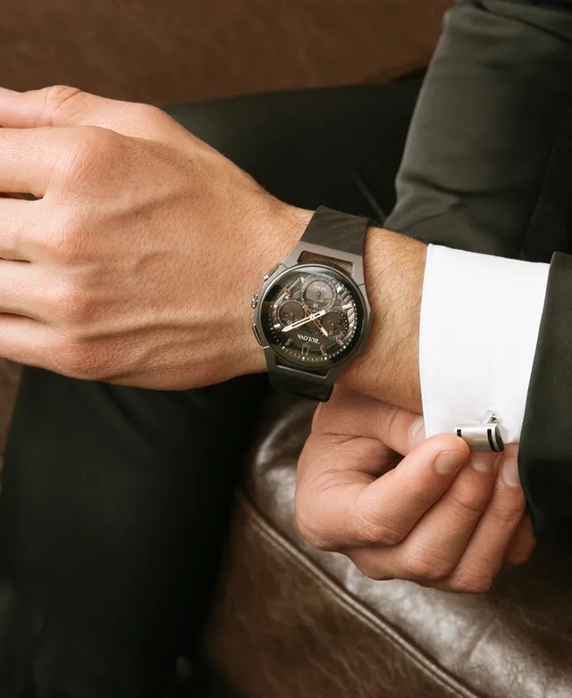bulova men's classic black rubber strap chronograph watch