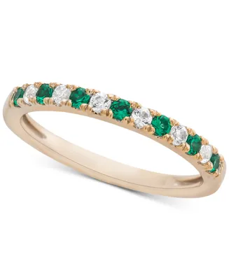 Emerald (1/5 ct. t.w.) & Diamond (1/6 Band 14k Gold (Also available Sapphire)