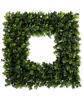 Pure Garden Faux Boxwood 16.5" Square Wreath