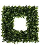 Pure Garden Faux Boxwood 16.5" Square Wreath