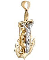 Men's Mariner Cross Pendant in 14k Gold & White Gold - Two