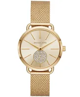 Michael Kors Women's Portia Gold-Tone Stainless Steel Mesh Bracelet Watch 37mm