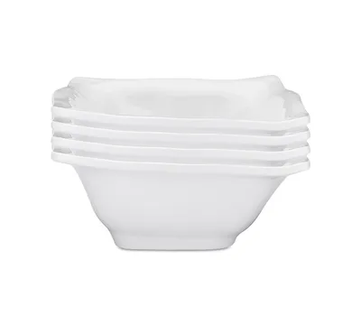 Q Squared Ruffle Melamine Square Cereal Bowls, Set of 4