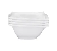 Q Squared Ruffle Melamine Square Cereal Bowls, Set of 4