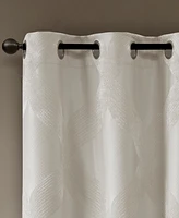 Bentley Ogee Knitted Jacquard Total blackout curtains for bedroom, Silver grommet top fit up to 1.25 inches rod Single Curtain Panel for Living Room,