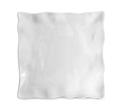 Q Squared Small White Ruffle Melamine Square Platter