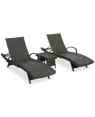 Brandon Outdoor Chaise Lounge & Side Table 3-Pc. Set