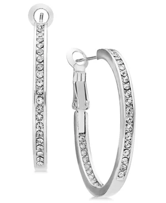 And Now This Medium Crystal Inside Out Medium Hoop Silver Plate Earrings
