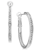 And Now This Medium Crystal Inside Out Medium Hoop Silver Plate Earrings