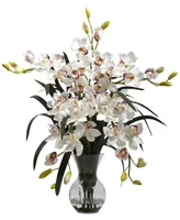 Nearly Natural Large Cymbidium Arrangement with Vase