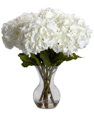 Nearly Natural Large Hydrangea Flower Arrangement with Vase