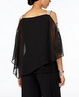 Msk Embellished Cold-Shoulder Top