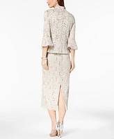 R & M Richards Sequined Lace Midi Dress and Jacket