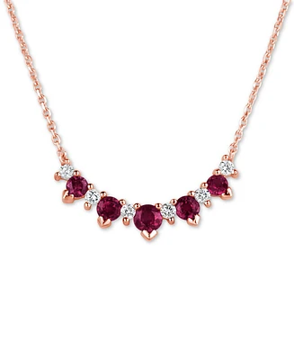 Ruby (3/4 ct. t.w.) & Diamond (1/5 ct. t.w.) 17" Collar Necklace in 14k Rose Gold