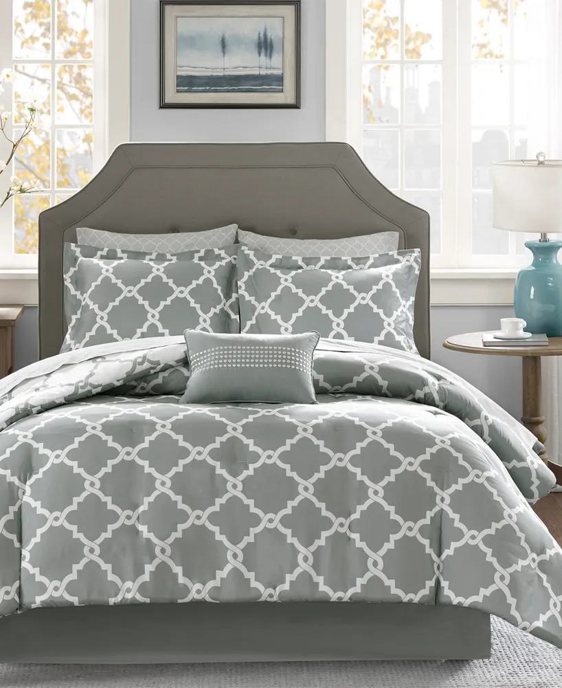 Closeout! Madison Park Essentials Merritt Reversible 9-Pc.Comforter Set