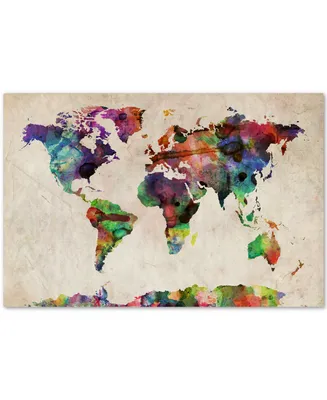 Michael Tompsett 'Urban Watercolor World Map' Canvas Art
