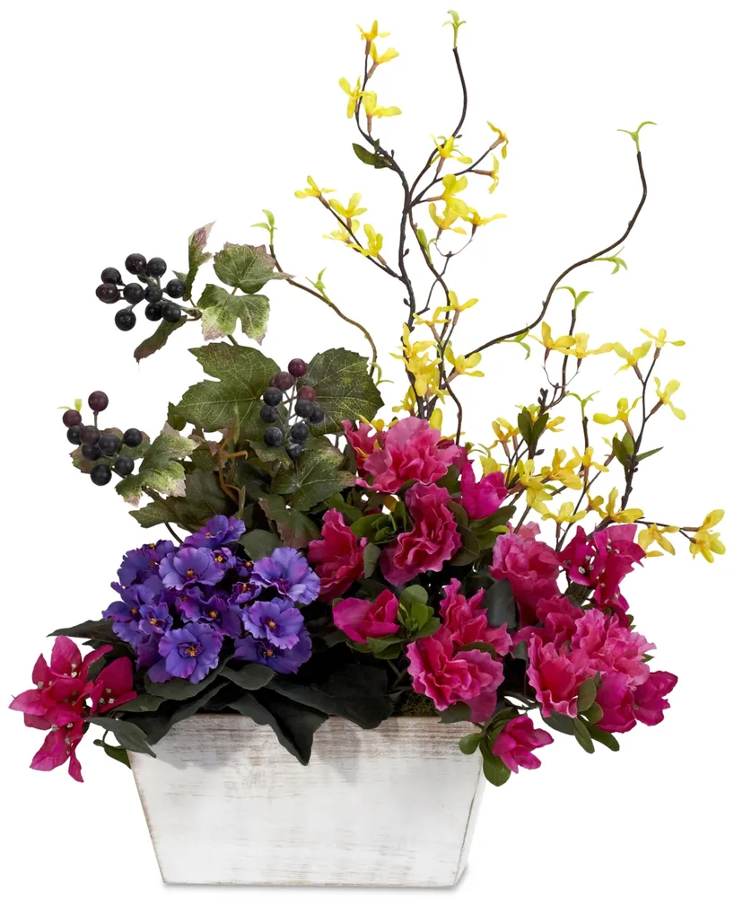 Nearly Natural Mixed Floral Planter Silk Arrangement