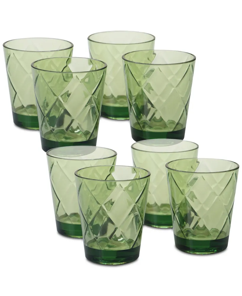 Certified International Green Diamond Acrylic 8-Pc. Double Old Fashioned Glass Set