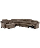 Closeout! Julius Ii 150" 6-Pc. Leather Chaise Sectional Sofa With 2 Power Recliners, Headrests & Usb Outlet, Created for Macy's