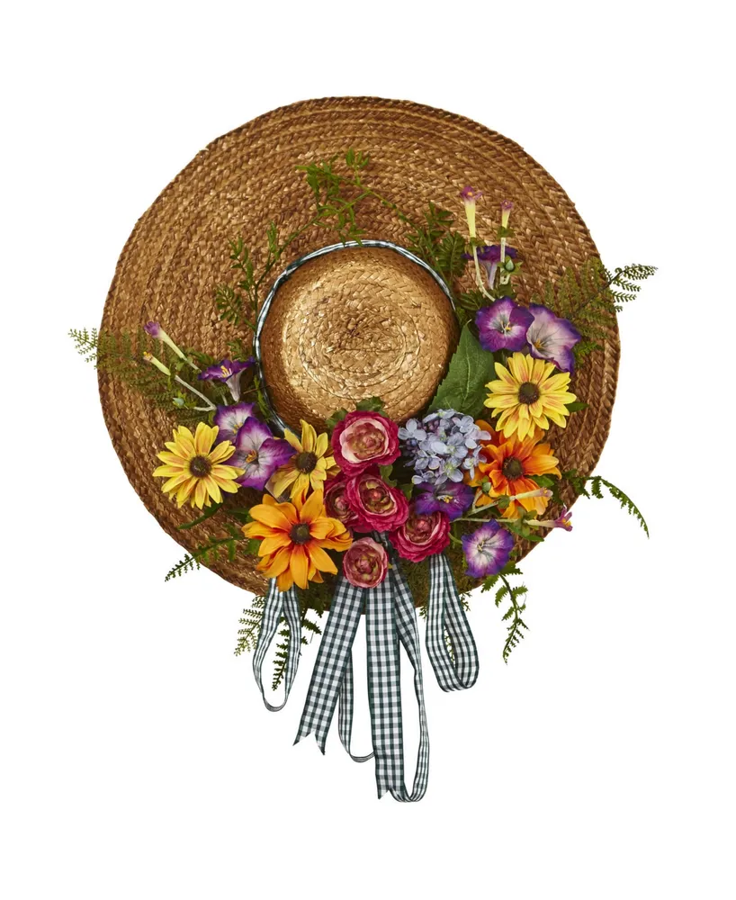 Nearly Natural Mixed Flower Hat Wreath