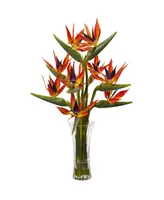 Nearly Natural Silk Birds of Paradise & Vase