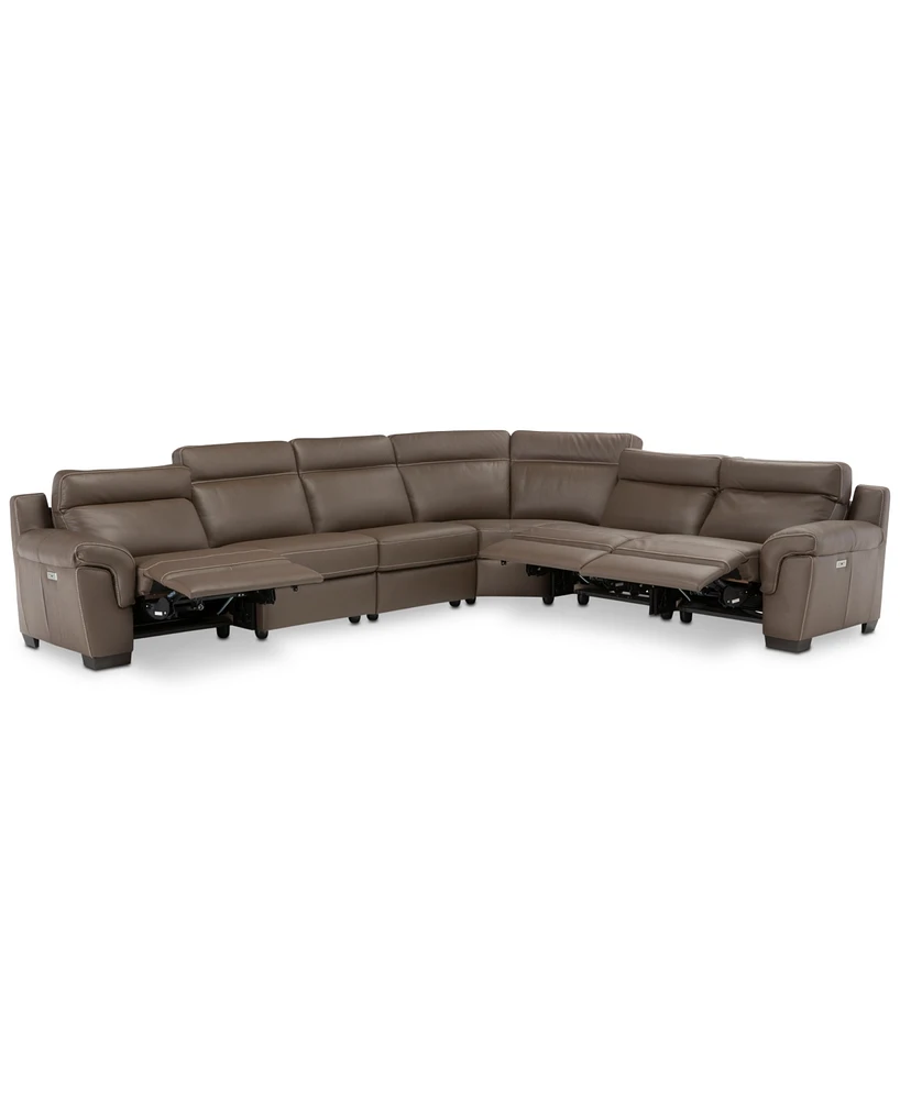 Julius Ii -Pc. Leather Sectional Sofa With Power Recliners, Headrests & Usb Outlet