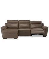Closeout! Julius Ii 3-Pc. Leather Sectional Sofa With 1 Power Recliner, Headrests, Chaise And Usb Outlet