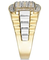 Men's Diamond Cluster Two-Tone Ring (1 ct. t.w.) in 10k Gold & White Gold