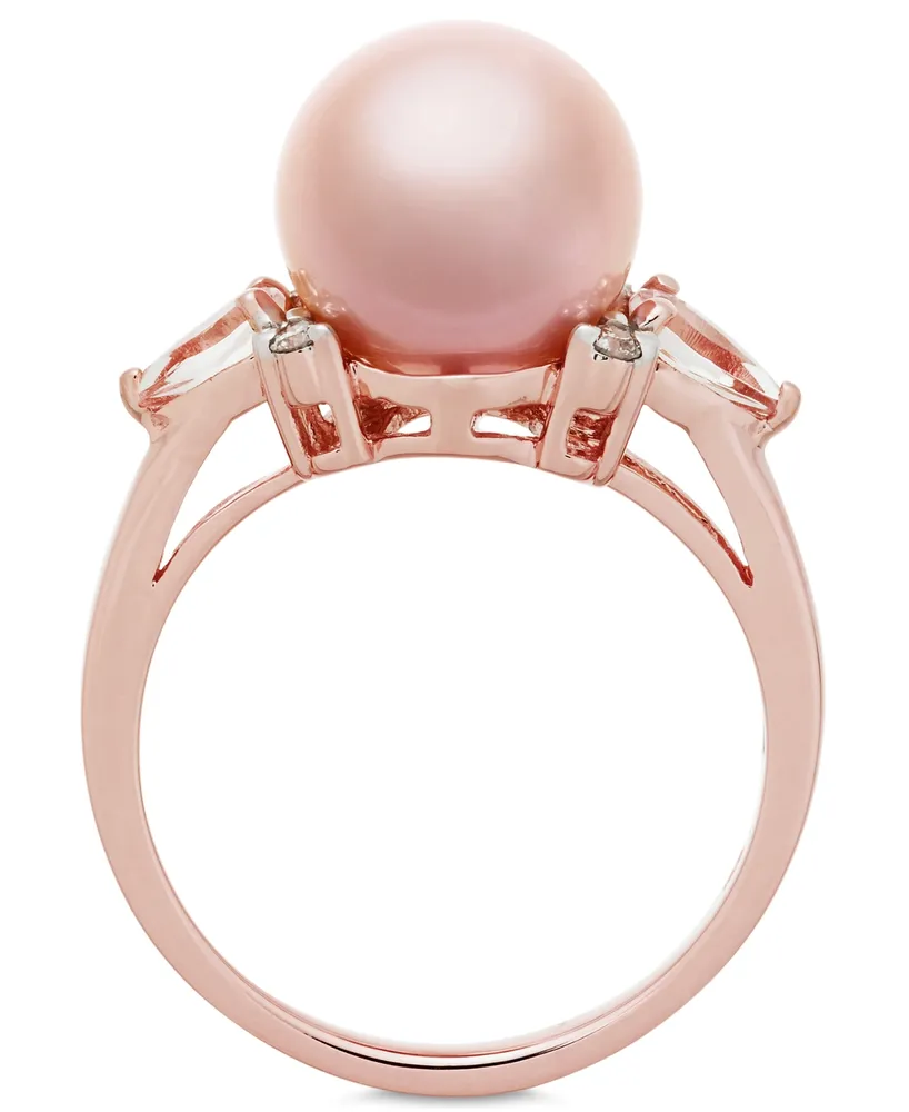 Pink Cultured Freshwater Pearl (9mm), Morganite (3/8 ct. t.w.) and Diamond Accent Ring in 14k Rose Gold