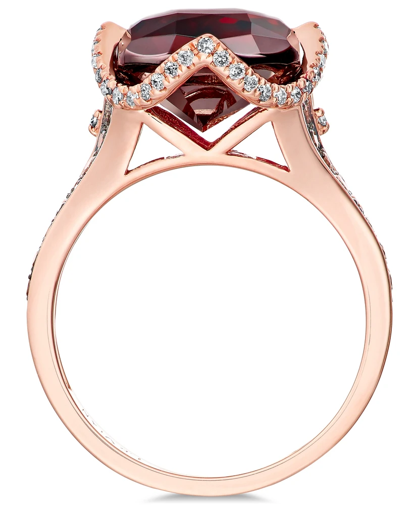 Le Vian Chocolatier Pomegranate Garnet (6-9/10 ct. t.w.) and Diamond (3/8 ct. t.w.) Ring in 14k Rose Gold
