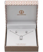 Giani Bernini 2-Pc. Set Cubic Zirconia Round Pendant Necklace and Stud Earring Set in 18k Gold-Plated Sterling Silver, 18k Rose Gold-Plated and Sterli