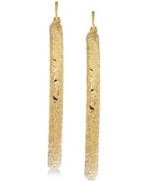 Textured Hoop Earrings in 14k Gold, 1 3/8 inch