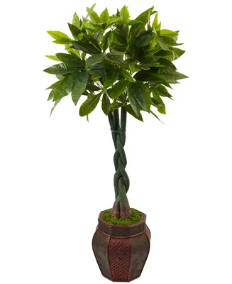 Nearly Natural 4.5' Money Artificial Tree in Mixed-Pattern Planter