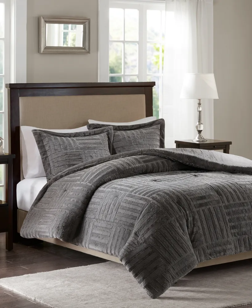 Madison Park Arctic 3-Pc. Faux Fur Comforter Set, King/California King