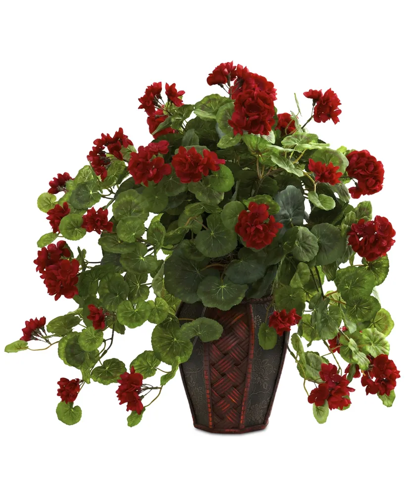 Nearly Natural Geranium Artificial Plant in Decorative Planter