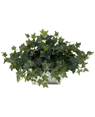 Nearly Natural Ivy Artificial Plant in White-Washed Planter