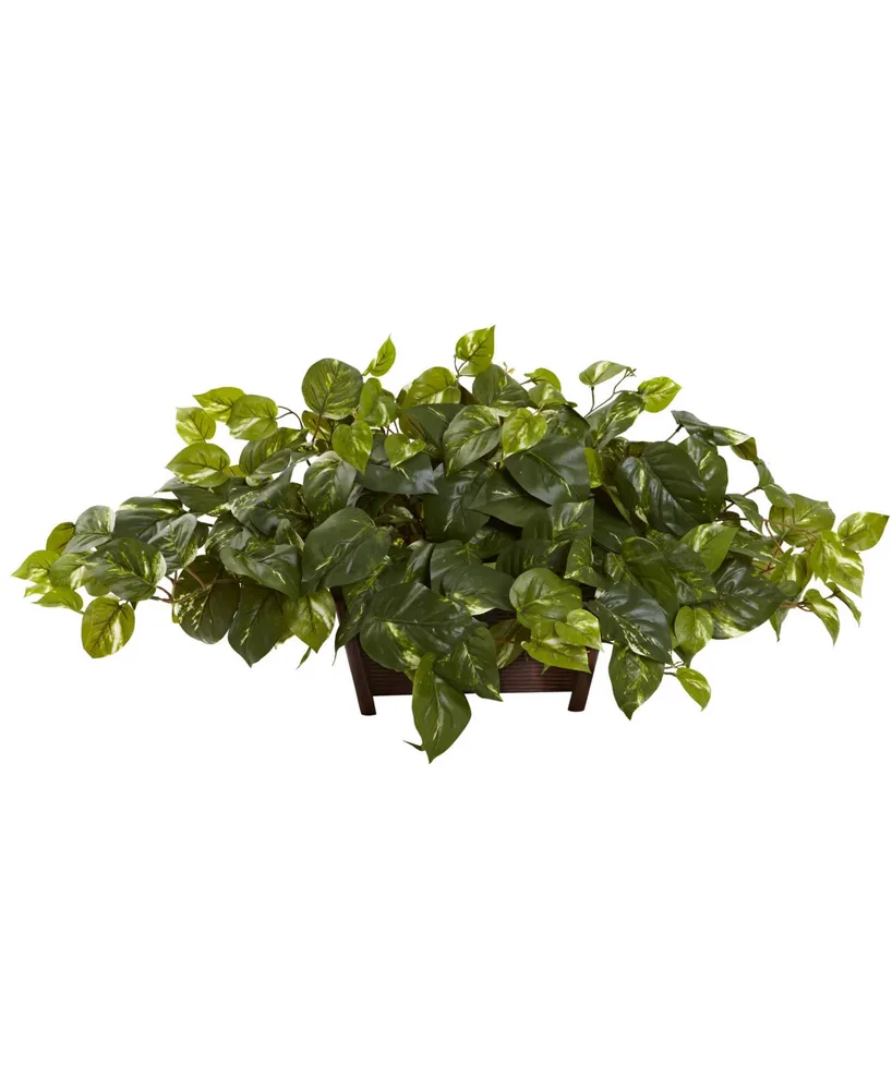 Nearly Natural Pothos Artificial Plant in Decorative Rectangular Planter